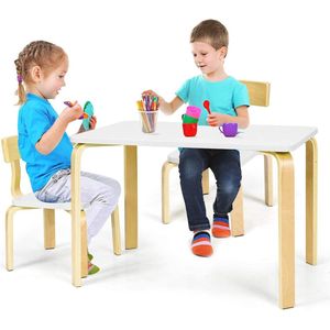Kindertafel met 2 Stoelen - Houten Meubel voor Kinderen, Voor Eten, Lezen en Spelen