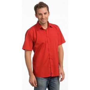 Heren overhemd rood met korte mouw L