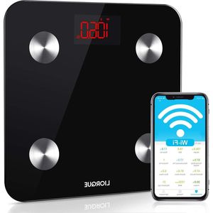 Weegschaal Smart weegschaal met impedantiemeter - elektronische personenweegschaal zwart - 14 lichaamsgegevens - app voor Android en iOS