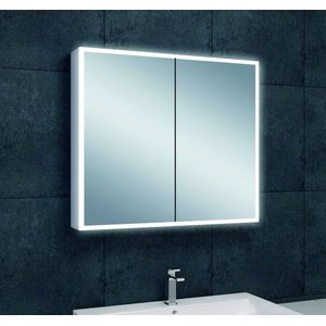 Saqu Practico Spiegelkast - met LED verlichting - 80x70x13 cm - Wit - Spiegel Badkamerkast