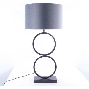 Zwarte tafellamp 2 ringen Capri | 1 lichts | grijs / zwart | metaal / stof | Ø 40 cm | 82 cm hoog | modern / sfeervol / klassiek design