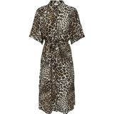 Jacqueline de Yong Jurk Jdybarbara 2/4 Midi Shirt Dress Wvn 15323341 Seedpearl/leo Panterprint Dames Maat - M