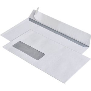 SOHO Kabinet Enveloppen Met Venster Links – Luxe Enveloppen - Briefomslag – Envelop – Zelfklevende Enveloppen – 25 stuks - 110 x 220 mm – Wit