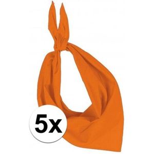 5x Zakdoek bandana oranje - hoofddoekjes