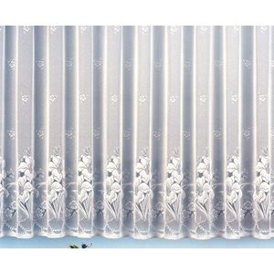Gordijnen met loodband voor mooie val wit mooi bloemenpatroon allover met plooiband / universele rail band HxB 245x300 cm voor raambreedte 100-135 cm TOP KWALITEIT .