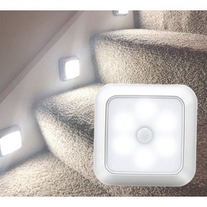LED Lamp met Bewegingssensor - Koud Wit Licht - Wit Licht - Nachtlamp op Batterij - Draadloos Sensor - Kastverlichting - Trapverlichting - Nachtlampje - Zilver/Grijs