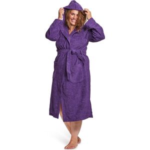 Dames badjas paars -  badjas badstof katoen - sauna badjas met capuchon - Badrock - maat L/XL
