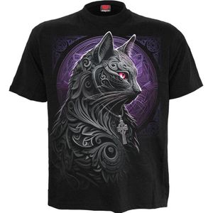 T-shirt - Zwart - 100% Katoen - Katten Motief