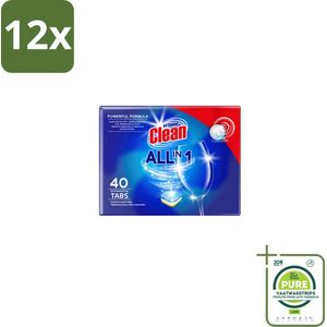 At Home - Clean - Vaatwastabletten - All-in-1 - Voorkomt Kalkaanslag - 40 Tabletten - Voordeelverpakking - 12 stuks - Vaatwastabletten - Vaatwasser