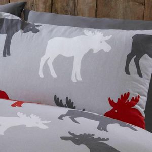 Flanel - Dekbedovertrek - Moose - Grijs - Tweepersoons - 200x200 cm