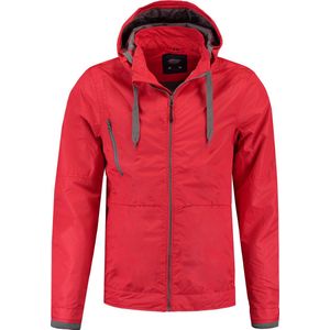 L&S jacket contrast unisex rood/parel grijs - L