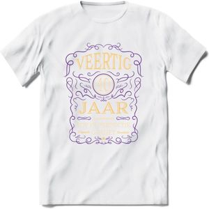 40 Jaar Legendarisch Gerijpt T-Shirt | Paars - Ivoor | Grappig Verjaardag en Feest Cadeau Shirt | Dames - Heren - Unisex | Tshirt Kleding Kado | - Wit - XL