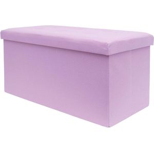 Opvouwbare bank roze 76x38x38 cm - Zitkubus met opbergruimte - Voetensteun kist zitkruk