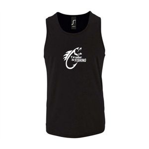Zwarte Tanktop sportshirt met ""I'd rather be Fishing / In ga liever vissen"" Print Wit Size S