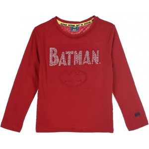 Batman - longsleeve - shirt - rood - maat 122/128