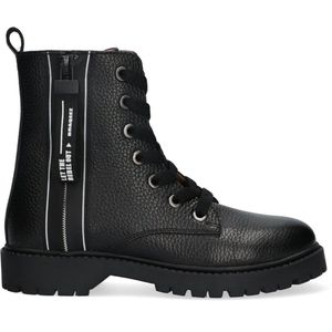 Braqeez Belle Boot Meisjes Biker Boots - Zwart - Leer - Veters