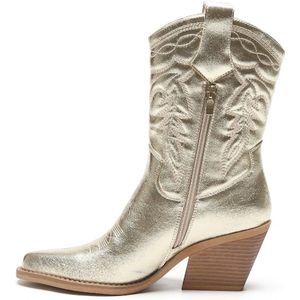 SmileFavorites® Dames Cowboylaarzen met Hak - Goud - Imitatieleer - Maat 40