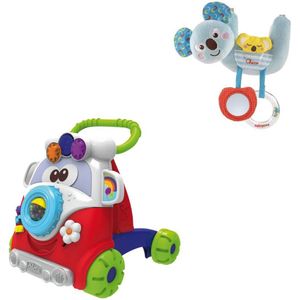 Chicco bundel - Babywalker Happy Hippie - Looptrainer & Rammelaar - Koalabeer - Te bevestigen aan kinderwagen