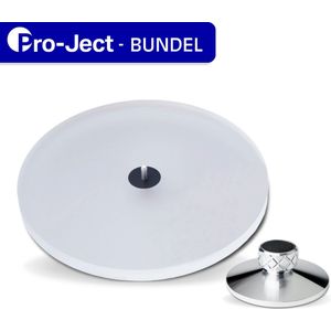 Pro-Ject Acryl it E draaiplateau & Clamp it platenklem - Bundel - Accessoires voor platenspeler - Minimaliseert resonantie - Geschikt voor de Pro-Ject Elemental- en Essential-serie