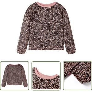 vidaXL Meisjestrui - Kindertrui - Kindertrui 116 middelroze - Roze Trui - Luiapard Print - Kindermode