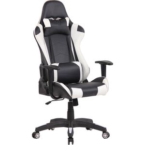 Bureaustoel - Game stoel - In hoogte verstelbaar - Kunstleer - Wit/zwart - 65x47x138 cm