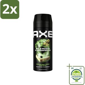 Axe Deodorant Bodyspray Green Mojito + Cedarwood 150 ml - Voordeelverpakking - 2 stuks - Deodorant - Deodorant spray