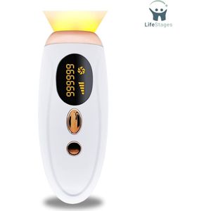LifeStages - Laser Ontharingsapparaat - IPL-ontharing - Permanente Ontharing - Pulslicht Epilator voor Mannen en Vrouwen - Draagbare IPL Haarverwijderaar met 500.000 Impulsen voor Het Hele Lichaam Thuis - Wit