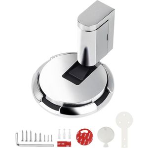 Mechanische vloerdeurstopper - Zilverkleurig - Diameter 61 mm - Hoogte Verstelbaar - Zelfklevend - Zinklegering - Lijm en Schroeven - Muur- en Deurbescherming