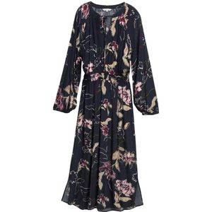 TOM TAILOR - Jurk - Marine - Bloemenprint - 7/8 Lengte - Lange Mouw