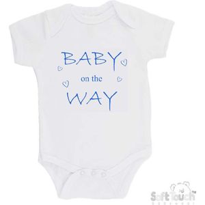 100% katoenen Romper ""Baby on the way"" Jongens Katoen Wit/blauw Maat 62/68