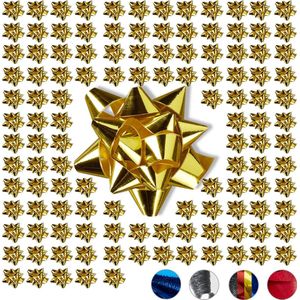 Relaxdays Cadeaustrikken - starbows - set van 100 - decoratie strikken - goud
