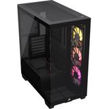PC-behuizing - CORSAIR - 3500X RSR ARGB gehard glazen mid-tower - 3 ARGB reverse rotor-ventilatoren - zwart