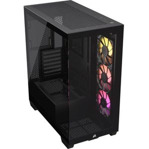PC-behuizing - CORSAIR - 3500X RSR ARGB gehard glazen mid-tower - 3 ARGB reverse rotor-ventilatoren - zwart