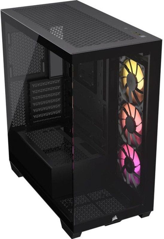 PC-behuizing - CORSAIR - 3500X RSR ARGB gehard glazen mid-tower - 3 ARGB reverse rotor-ventilatoren - zwart