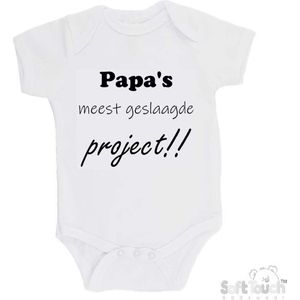 100% Katoenen Romper "Papa's meest geslaagde project" Unisex Katoen Wit/zwart 62/68