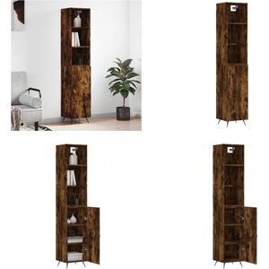 vidaXL Hoge kast 34-5x34x180 cm bewerkt hout gerookt eikenkleurig - Hoge Kast - Hoge Kasten - Dressoir - Buffetkast