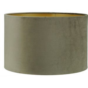 Lampenkap Cilinder - 35x35x22cm- San Remo velours taupe - gouden binnenkant