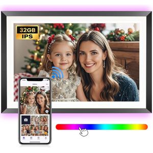 10,1 inch digitale fotolijst met wifi en LED-verlichting - 32 GB geheugen, 1280 x 800 IPS-touchscreen