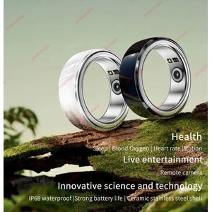 Slaaphulp Mode Gezondheid Monitoren NFC Smart Ring Hartslag Bloed Zuurstofthermometer Fitness Tracker Slimme Vinger Ring Digitale Ring Zilver Maat 20
