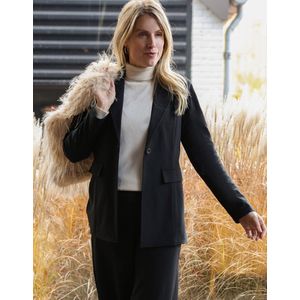 Je m'appelle Travelstof Dames Blazer Met stretch - Zwart - Maat L