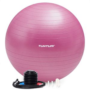 Tunturi Anti Burst Fitness bal met Pomp - Yoga bal 75 cm - Pilates bal - Zwangerschapsbal – 220 kg gebruikersgewicht - Incl Trainingsapp – Paars