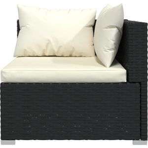 VidaXL 6-delige Loungeset met Kussens - Poly Rattan Zwart