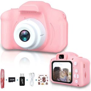 NAXSIR Kindercamera Speelgoed | 2.0 Inch Scherm, Cartoonstickers & 1080P HD Video | 32GB Intern Geheugen, USB-Oplaadbaar | Ideaal voor Creatieve Speelgoed voor 3+ Jaar