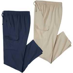 ATLAS FOR MEN - Set van 2 casual cargobroeken - Heren - Verkrijgbaar in grote maten - 5XL