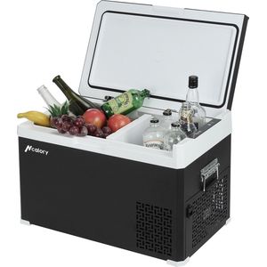 Hcalory  Compressor Koelbox - 30 L - Mini Koelkast - AC/DC - 12V-24V/230V - Voor auto en huis - Outdoor camping benodigdheden - Zwart/Wit