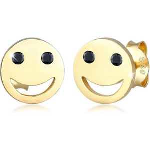 Elli Oorbellen Dames oorbellen Smiley Face Emoji met zirkonia steentjes in 925 Sterling Zilver