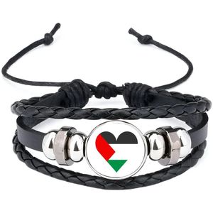 Akyol - palestina vlag hart vorm armband zwart - Palestina - mensen die liefde willen geven aan palestina - degene die van palestina houden - supporten - oorlog - verjaardagscadeautje - gift - geschenk - kado