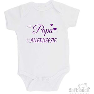 100% katoenen Romper ""Mijn papa is de allerliefste"" Vaderdag Meisjes Katoen Wit/paars Maat 56/62