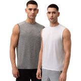 DANISH ENDURANCE - Sport Tank Top - Grijs Gemêleerd/Wit - 2-pack
