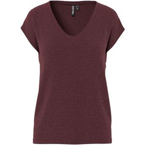 Pieces T-shirt Pcbillo Tee Lurex Stripes Jrs Noos 17078572 Winetasting/gold Lurex Dames Maat - S